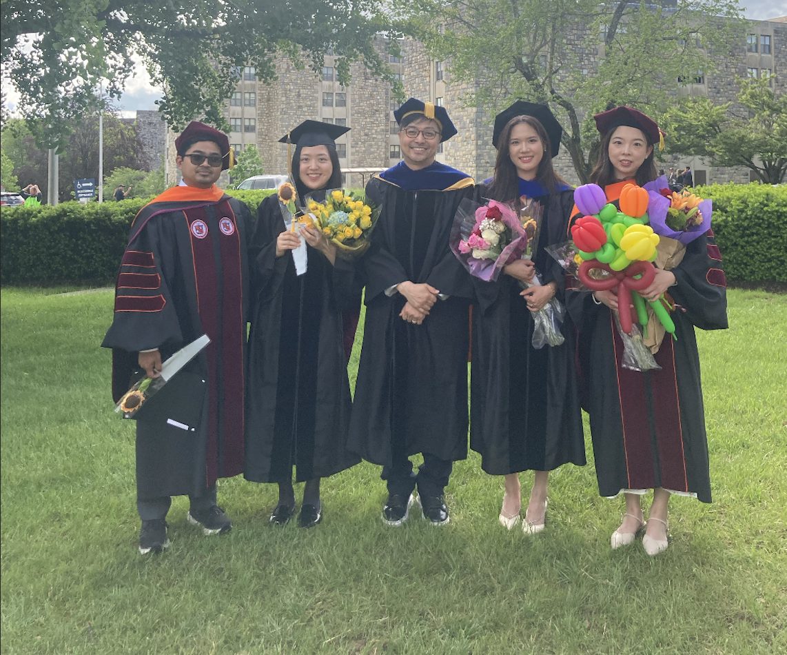 PhD Commencement May 14, 2025 (Neel, Hayoun, Jia, & Manhua)